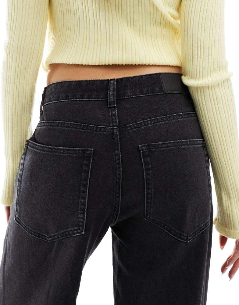 Pull&Bear Pull&Bear wide leg turn up jeans in black 4