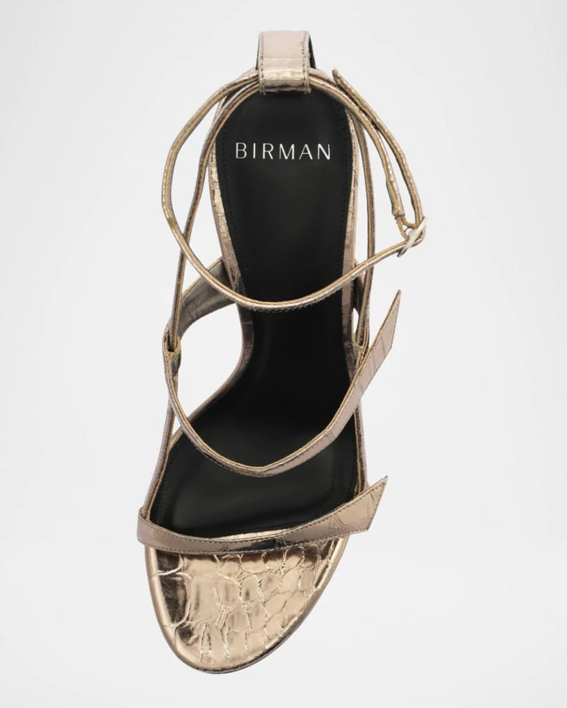 Alexandre Birman Tita Metallic Leather Cage Heel Sandals 4
