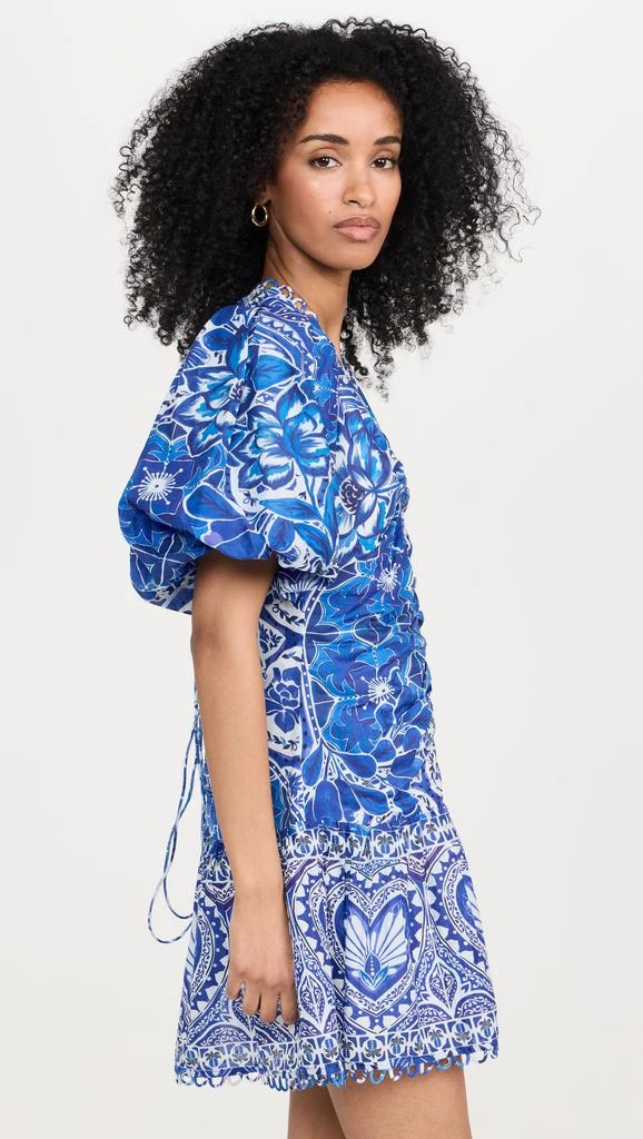Farm Rio Tile Dream Multicolor V Neckline Short Sleeve Mini Dress 3