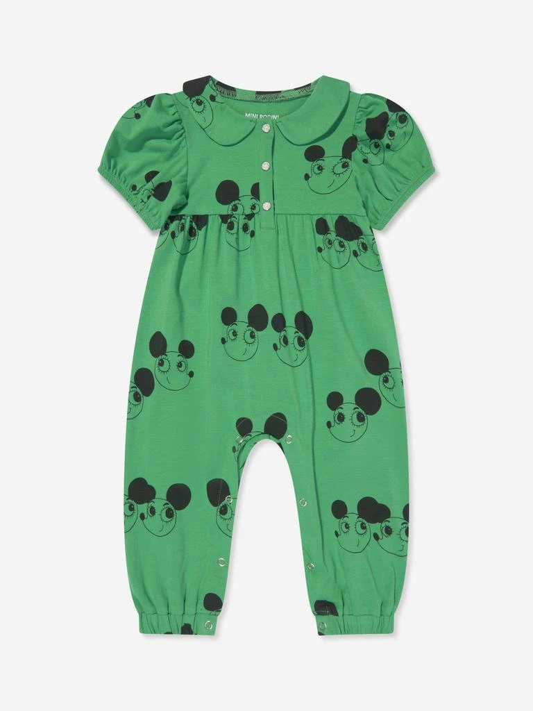 Mini Rodini Mini Rodini Baby Girls Ritzrats Jumpsuit in Green 1