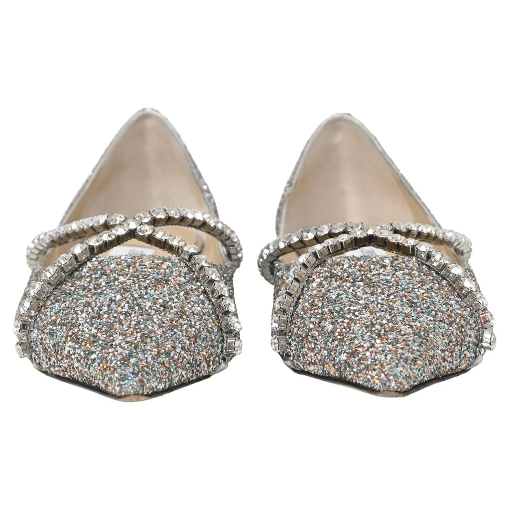 Jimmy Choo Genevi Crystal Embellished Ballet Flats in Silver Glitter 2