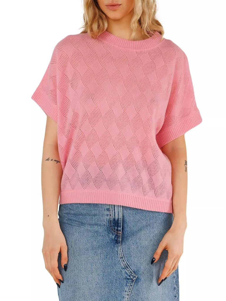 CRUSH CASHMERE Pea Pointelle-Knit Cashmere Sweater 1