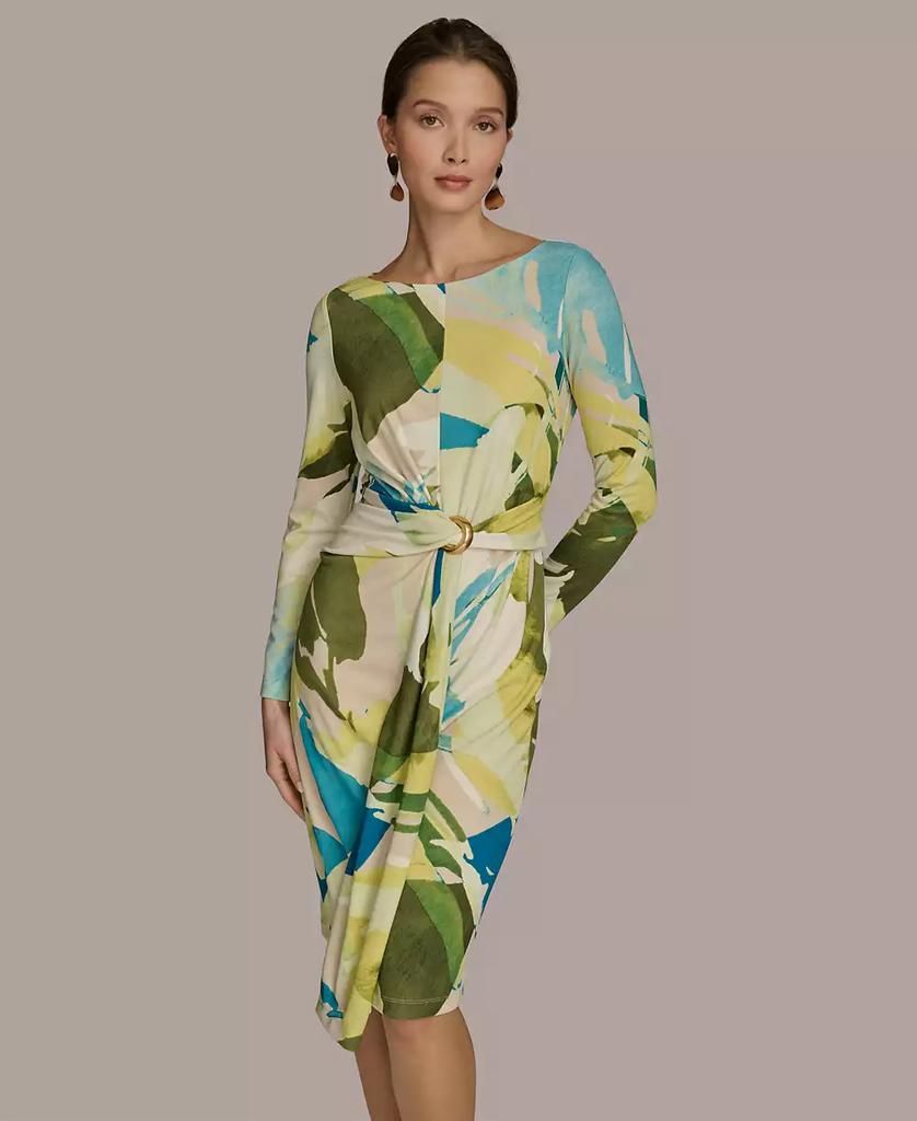 Donna Karan Women's Printed Draped-Sash Dress