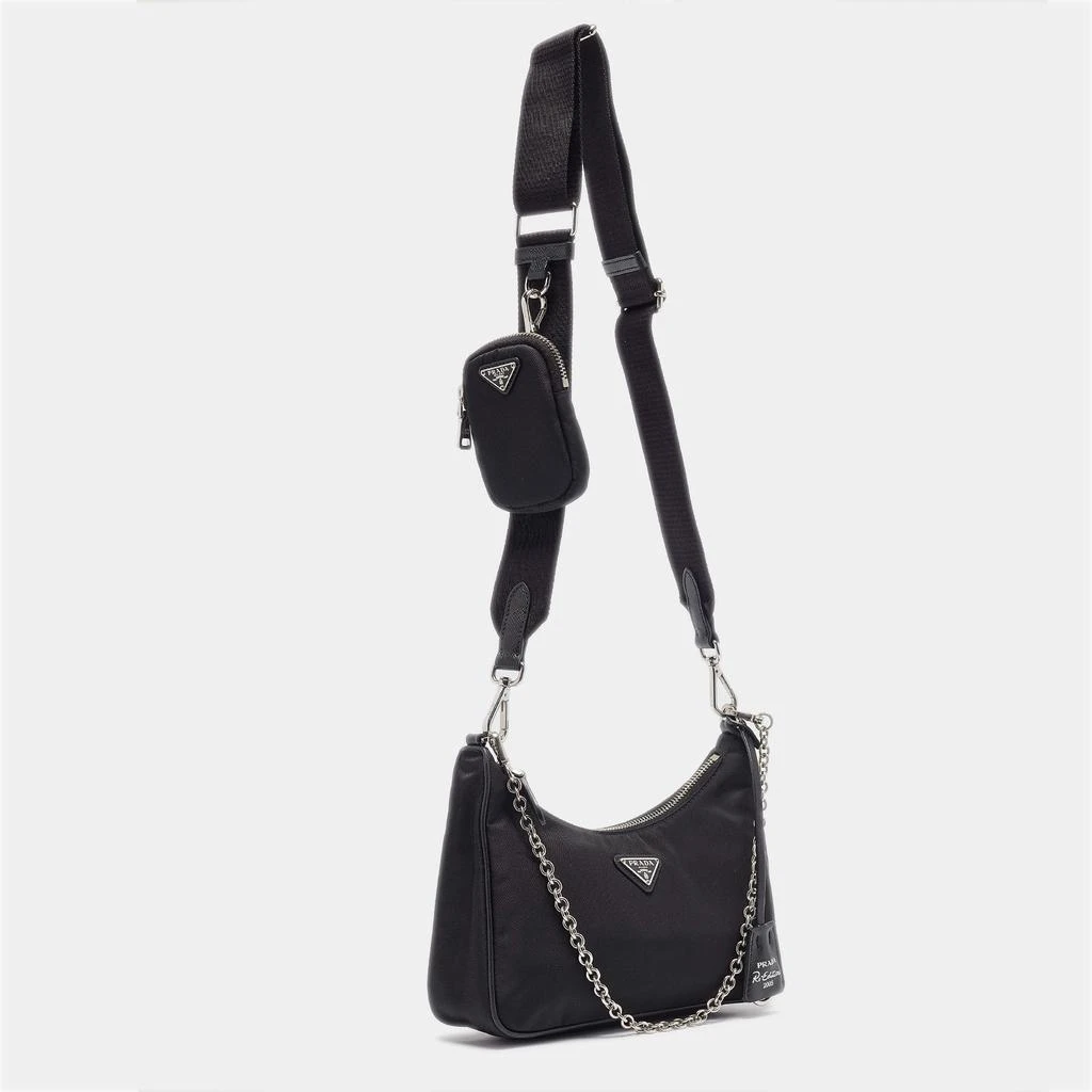 Prada Prada Black Nylon and Saffiano Leather Re-Edition 2005 Baguette Bag 3
