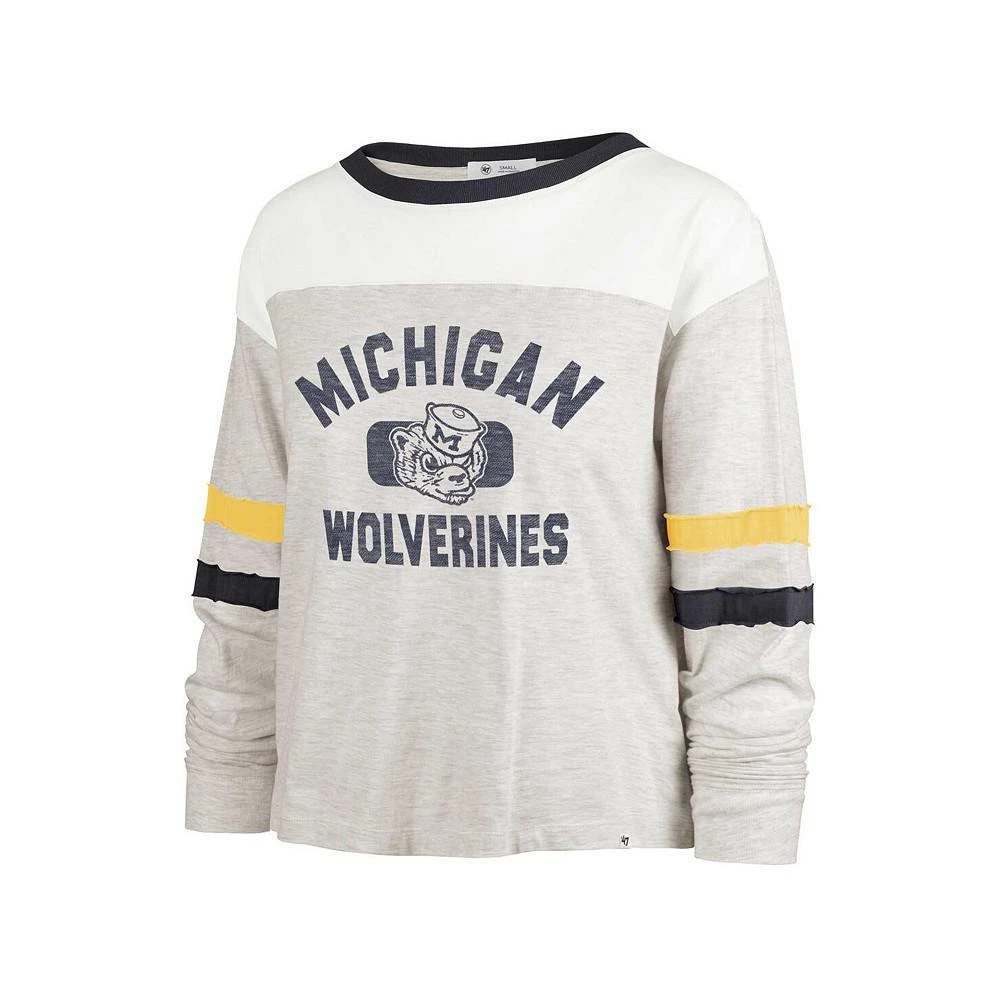 '47 Brand Women's Oatmeal Distressed Michigan Wolverines Vault All Class Lena Long Sleeve T-shirt 2