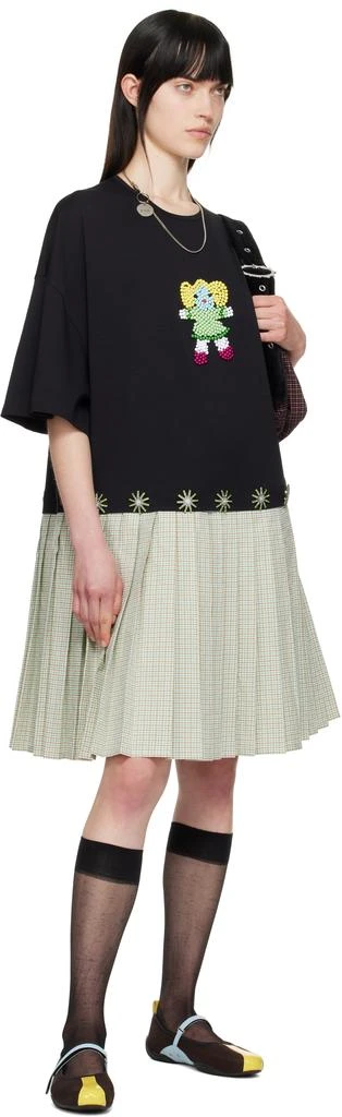 CHOPOVA LOWENA Black & Green Saltos Kilt Midi Dress 4