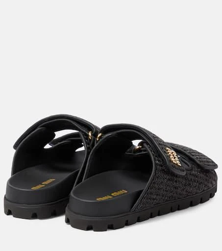Miu Miu Logo raffia-effect sandals 3