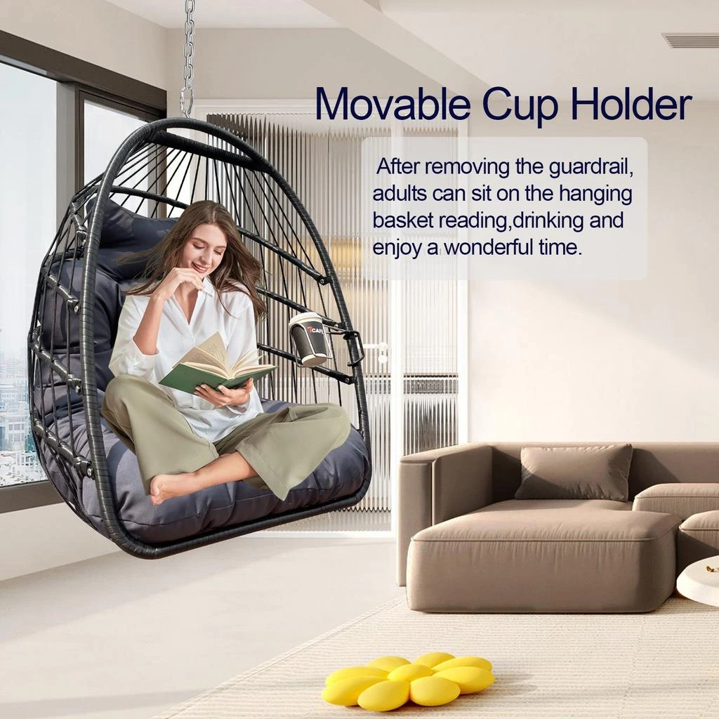 Streamdale Furniture Streamdale Indoor/Outdoor Egg Hammock Chair with Foldable Frame 6