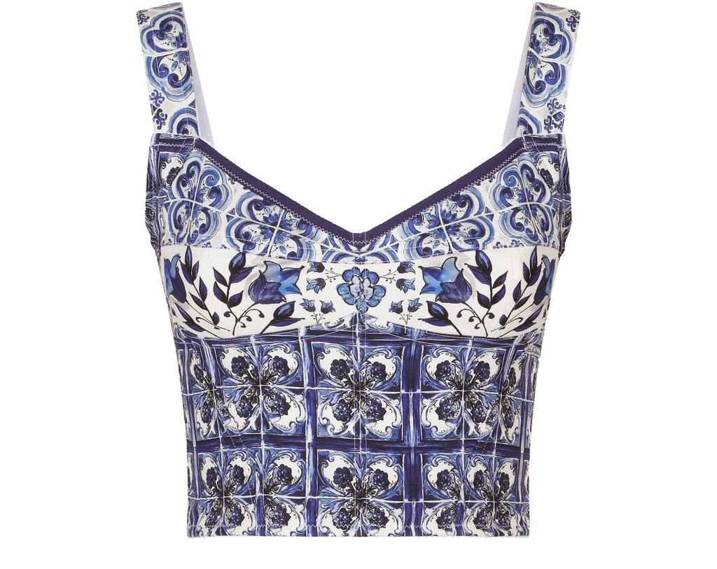 Dolce & Gabbana Majolica-print charmeuse corset 2
