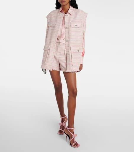 Versace Fringed tweed shorts 2