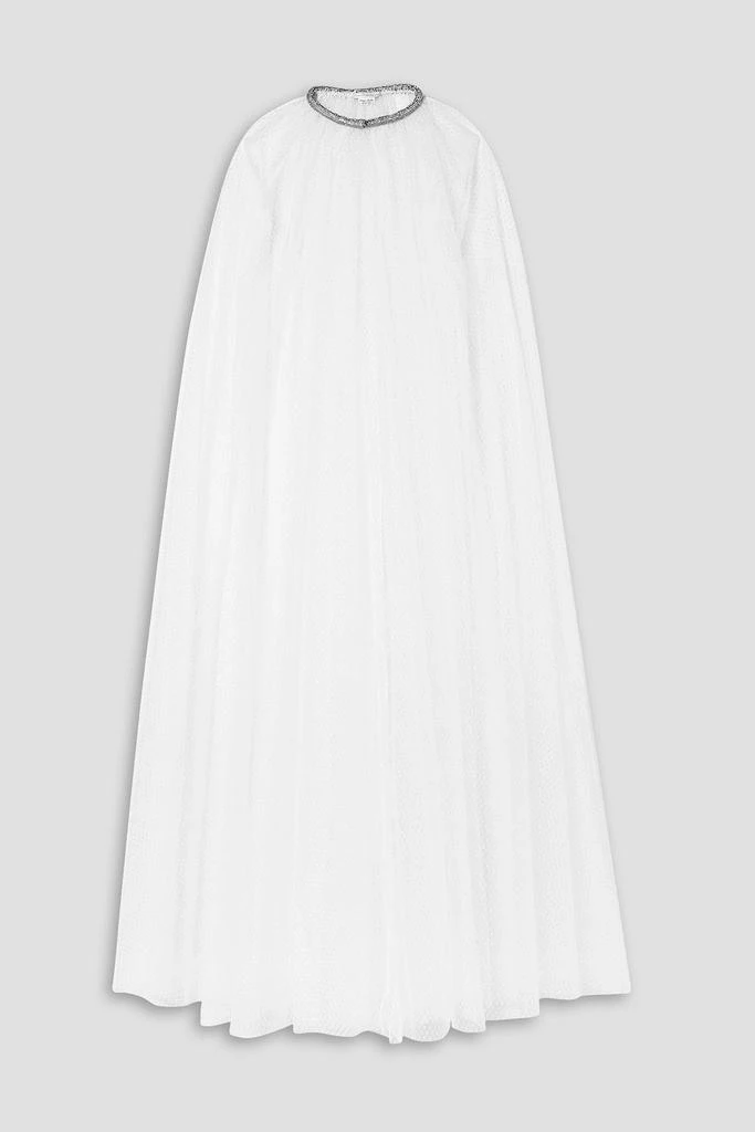 Monique Lhuillier Brie crystal-embellished Swiss-dot tulle cape 1