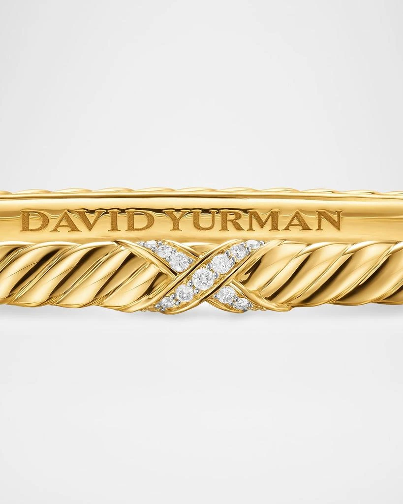 David Yurman Sculpted Cable X Bracelet with Diamonds in 18K Gold, 4.6mm 4