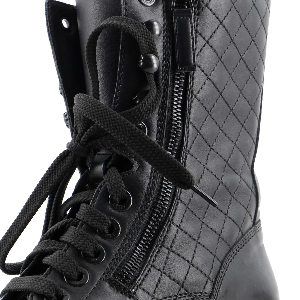 Chanel Women's CC Zip Up Combat Boots Quilted Leather 5