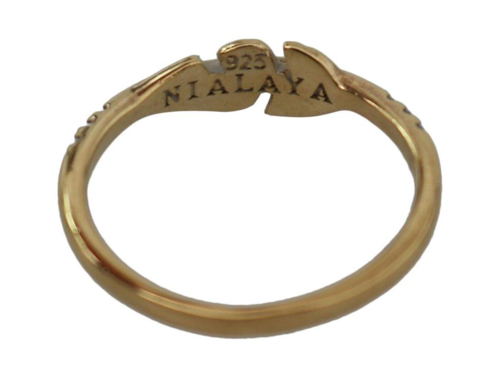 Nialaya Nialaya Gold Feather Clear CZ 925 Silver Women