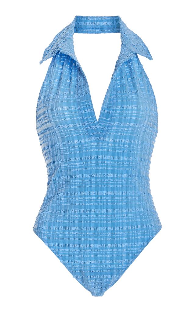 Lisa Marie Fernandez Lisa Marie Fernandez - Polo Seersucker One-Piece Swimsuit - Blue - XS - Moda Operandi