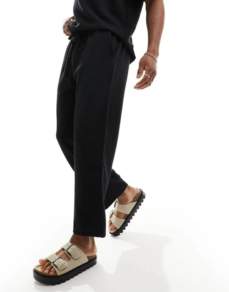 Pull&Bear Pull&Bear textured co-ord trouser in black 2