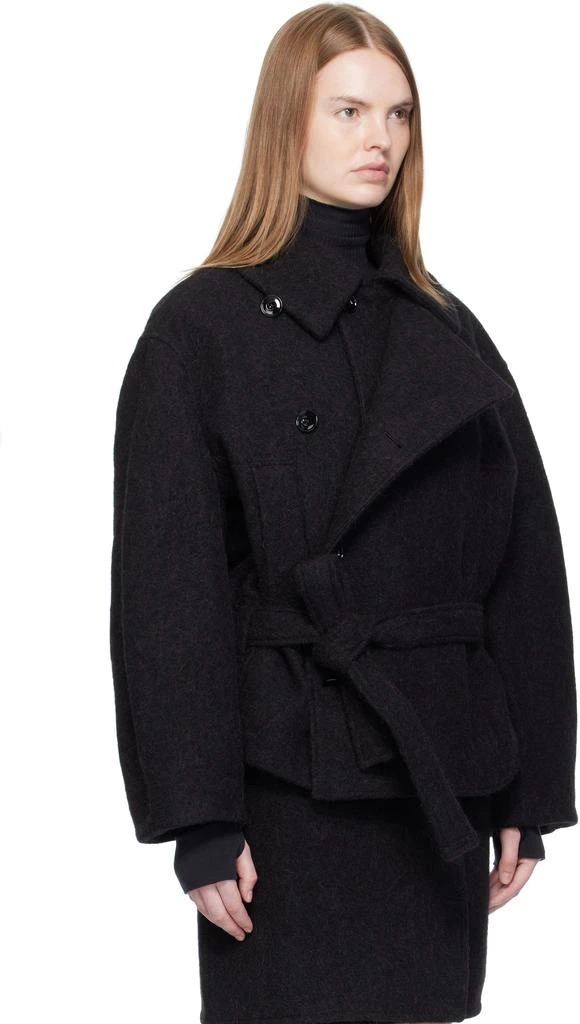 Lemaire Black Short Asymmetrical Bathrobe Coat 2