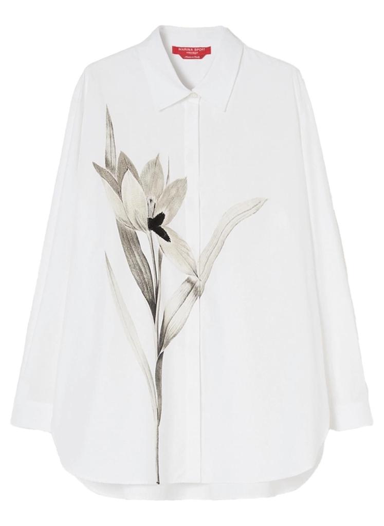 Marina Rinaldi Tartufo Poplin Embroidered Shirt In Optical White