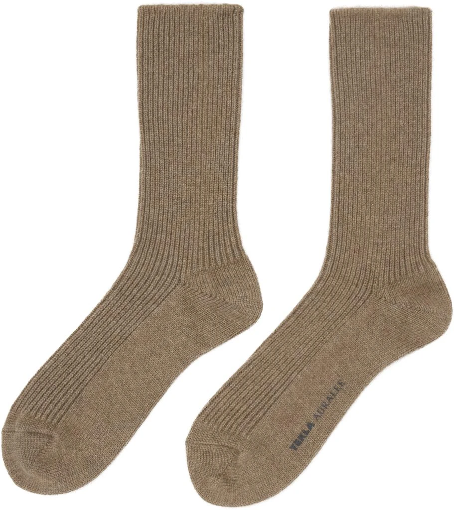 Tekla SSENSE Exclusive Brown AURALEE Edition Baby Cashmere Night Socks 2
