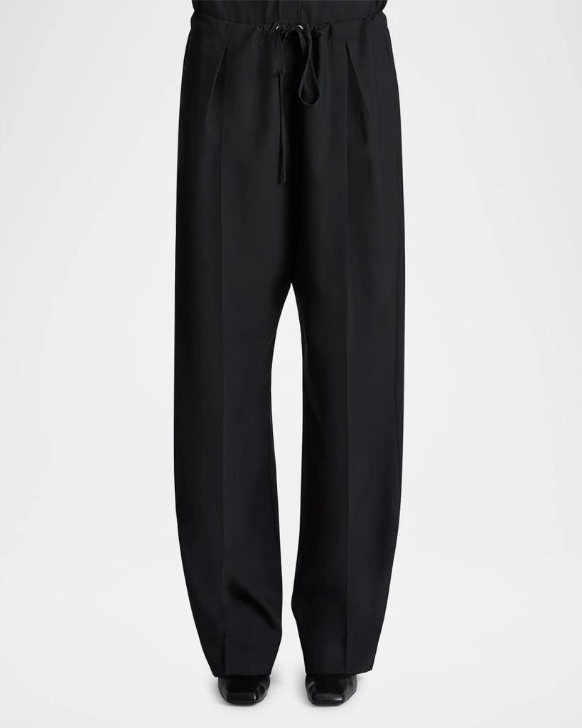 Khaite Trenton Pleated Straight-Leg Pull-On Pants 4