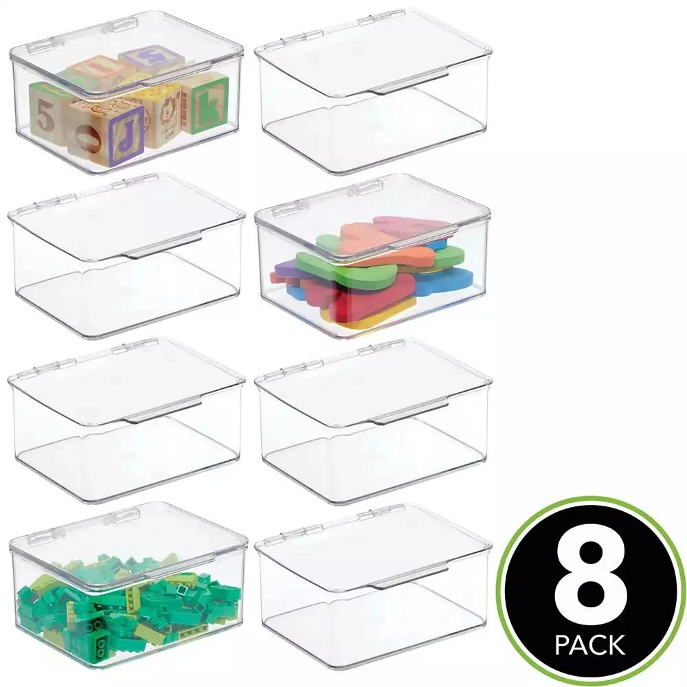 mDesign Plastic Storage Organizer Box with Hinge Lid, 8-Pack 2