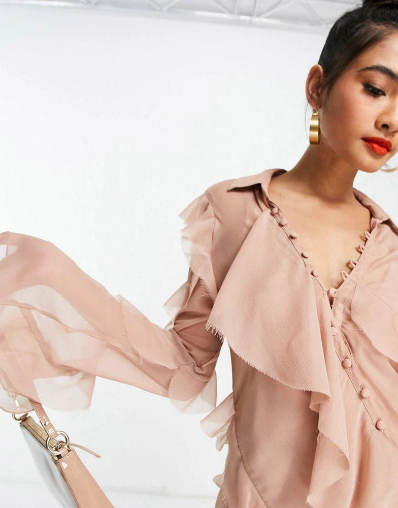 ASOS ASOS DESIGN bias cut ruffle shirt mini dress 2