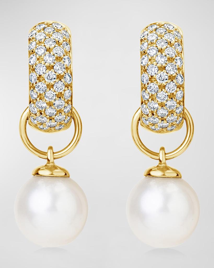 Andreoli 18K Yellow Gold Diamond and Pearl Earrings