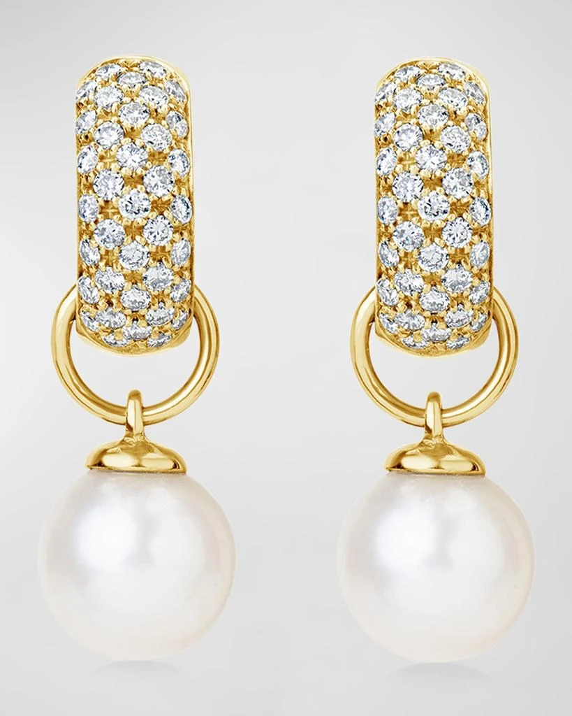 Andreoli 18K Yellow Gold Diamond and Pearl Earrings 1