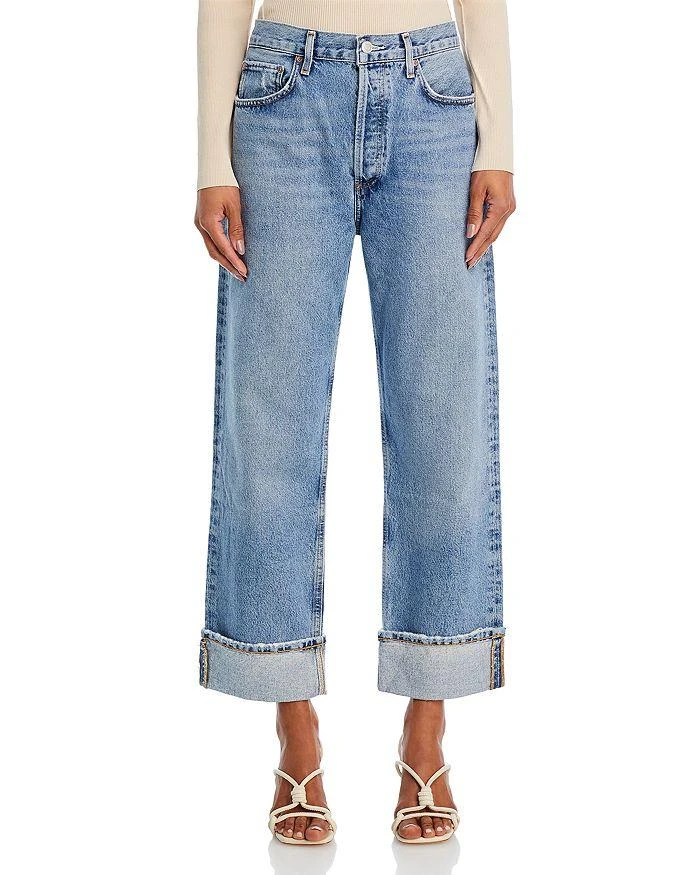 AGOLDE Fran High Rise Wide Leg Low Slung Cuffed Jeans in Invention 7