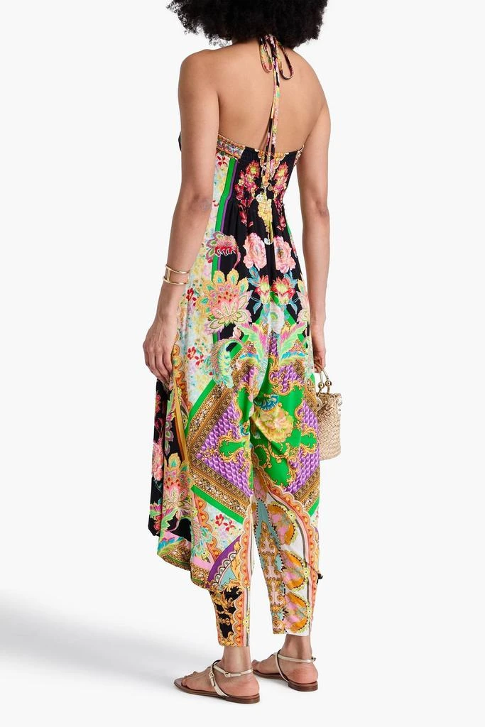 CAMILLA Crystal-embellished printed satin-jersey halterneck jumpsuit 3