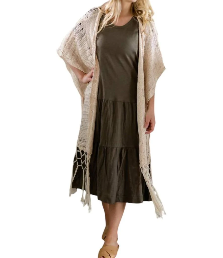 KORI Crochet Knit Fringe Sweater Natural - M/L