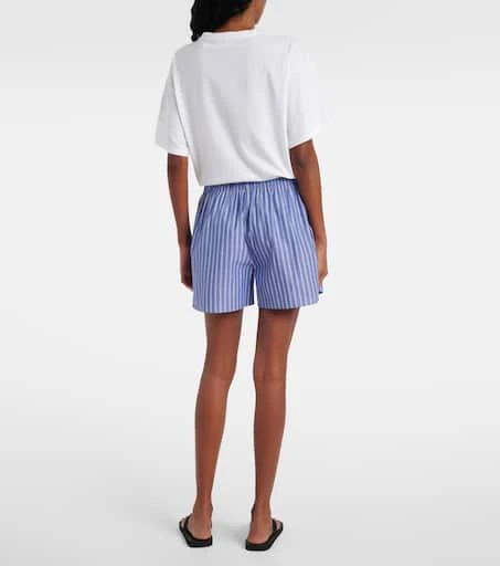 The Row Nicasia striped cotton poplin shorts 3