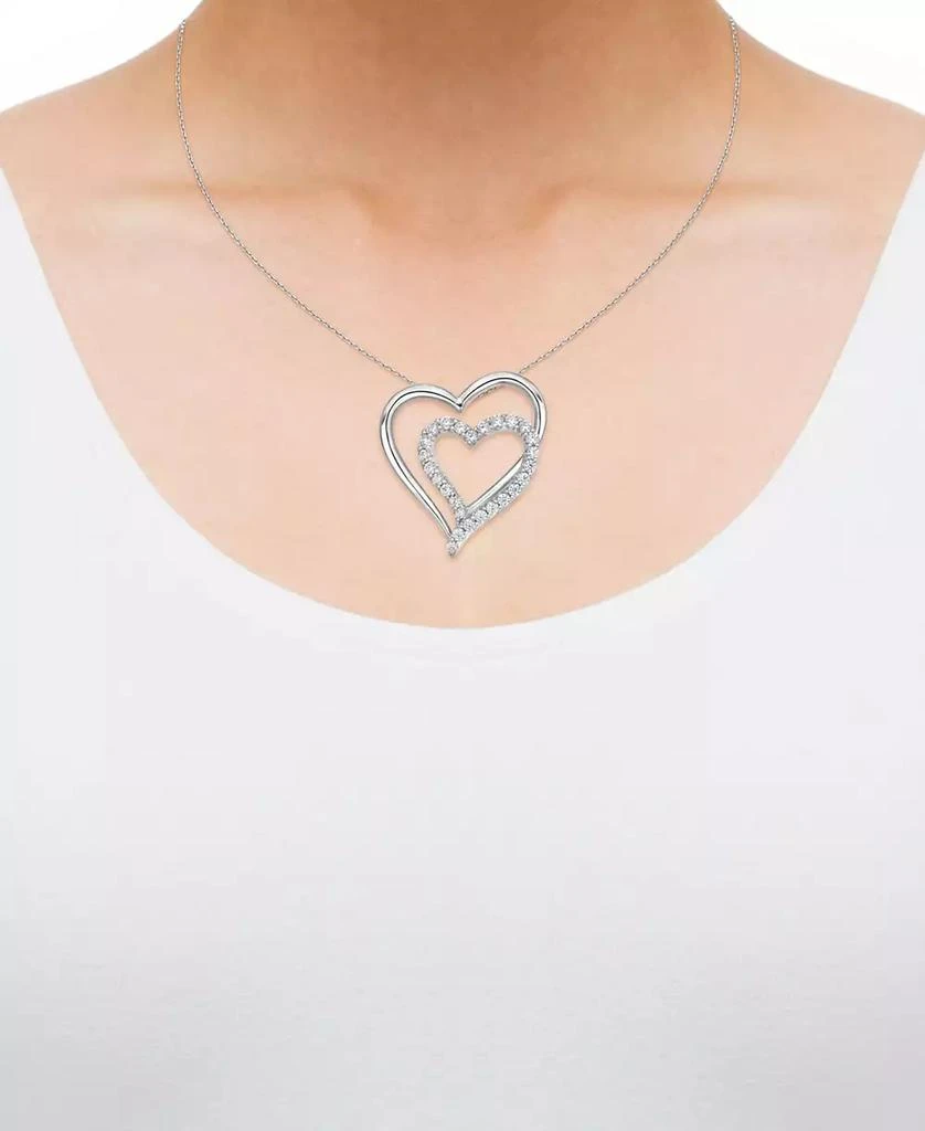 Macy
s Diamond Double Heart 18" Pendant Necklace (1/2 ct. t.w.) in Sterling Silver 2