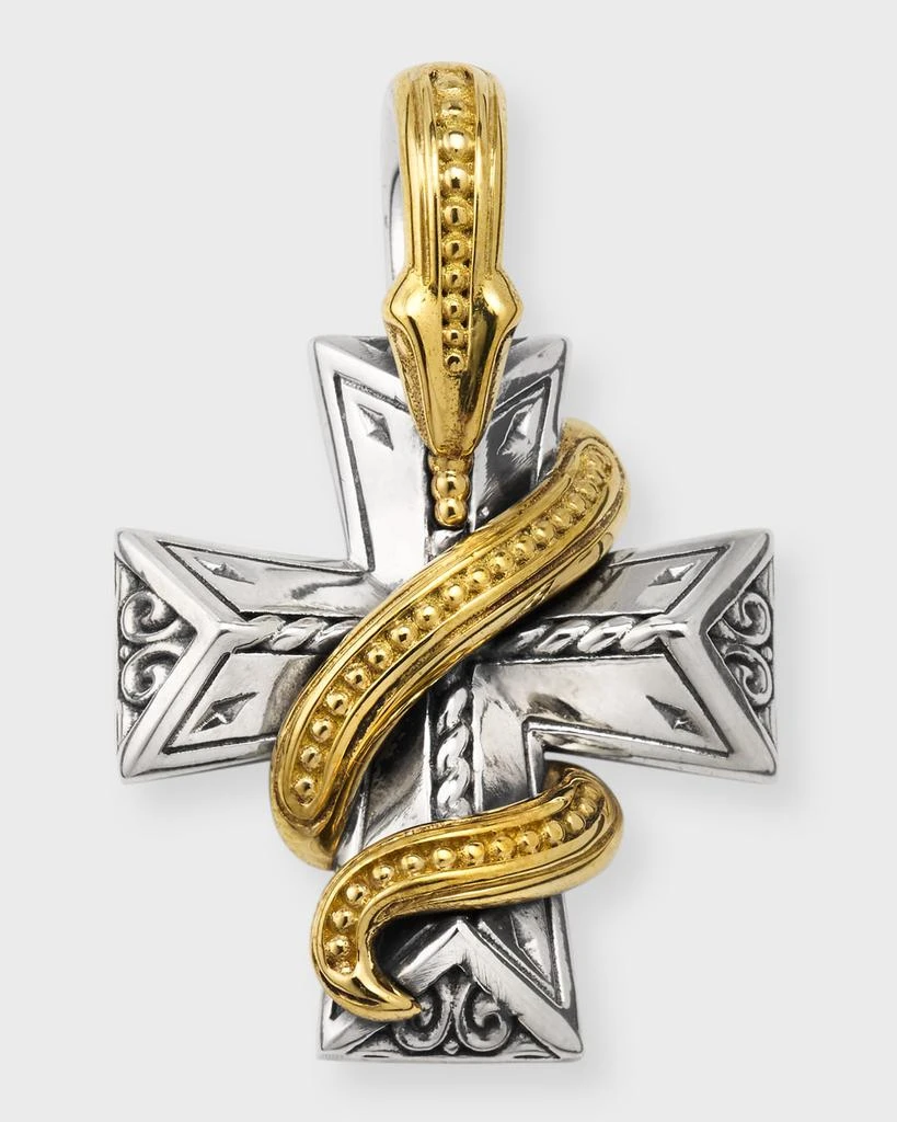 Konstantino Men's Two-Tone Serpent Cross Pendant 1