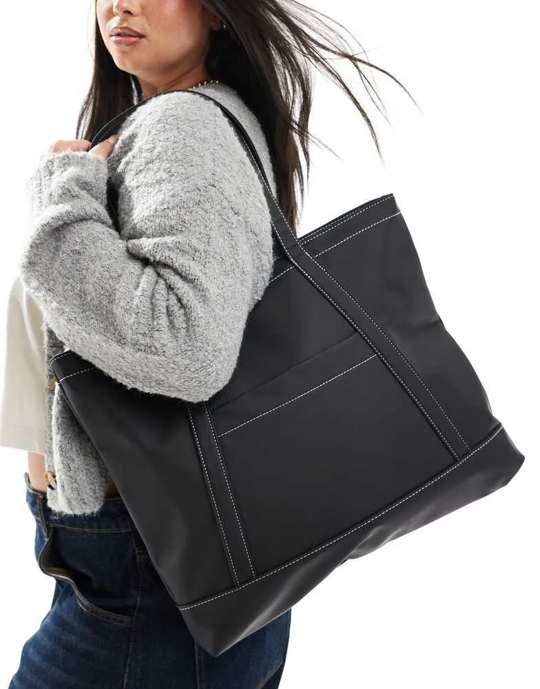 ASOS ASOS DESIGN showerproof laptop tote bag in black 2