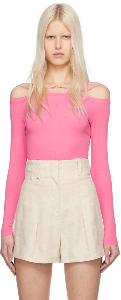 JACQUEMUS Pink Le Papier 'Le T-Shirt Sierra' Long Sleeve T-Shirt