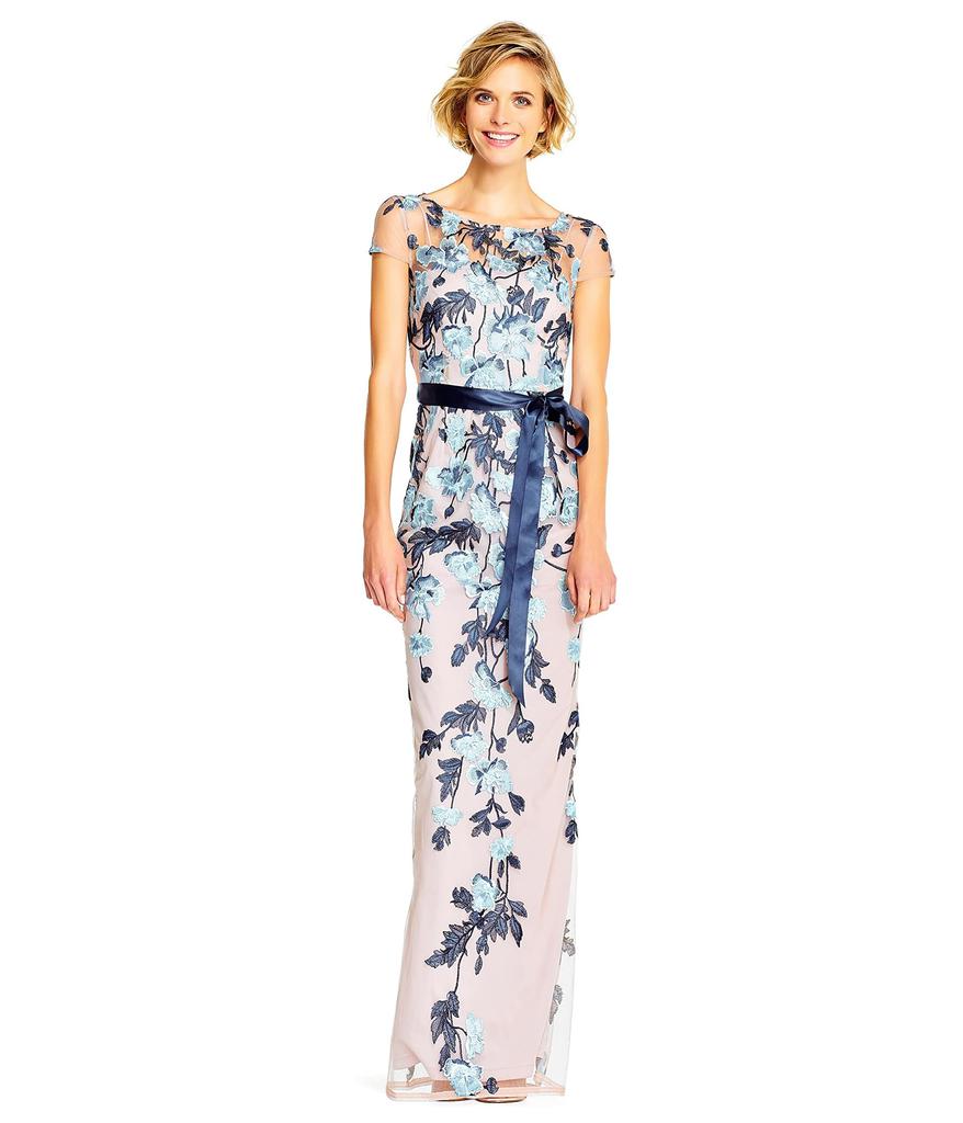 Adrianna Papell Cascading Floral Column Gown