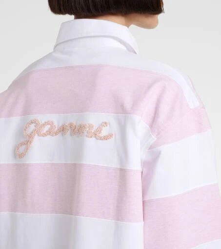 Ganni Striped cotton jersey polo sweater 6