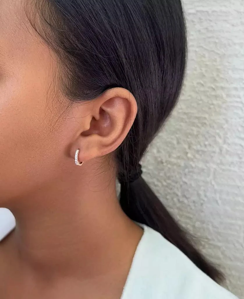 ADORNIA Rose Gold CZ Black Clover Huggie Set 4