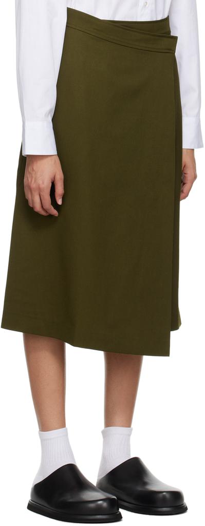 6397 Khaki Wrap Midi Skirt