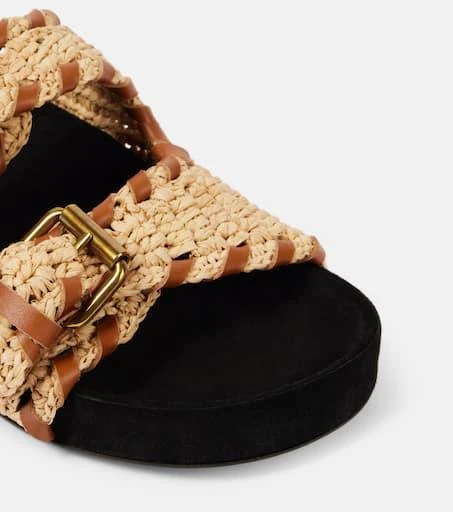 Isabel Marant Lennyo leather-trimmed raffia sandals 5