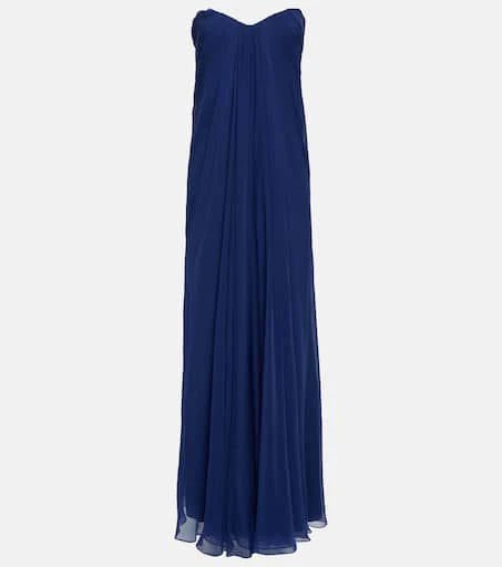 Alexander McQueen Strapless draped silk chiffon gown 1
