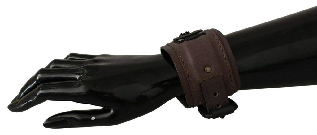Scervino Street Scervino Street Brown Leather Branded Wide Buckle Closure Bracelet 2