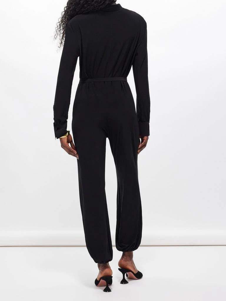 Norma Kamali Plunge-front cropped jersey jumpsuit 4