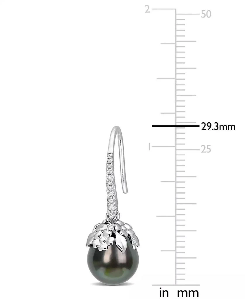 Macy's Cultured Tahitian Pearl (9-10mm) & Diamond (1/8 ct. t.w.) Drop Earrings in 14k White Gold 3