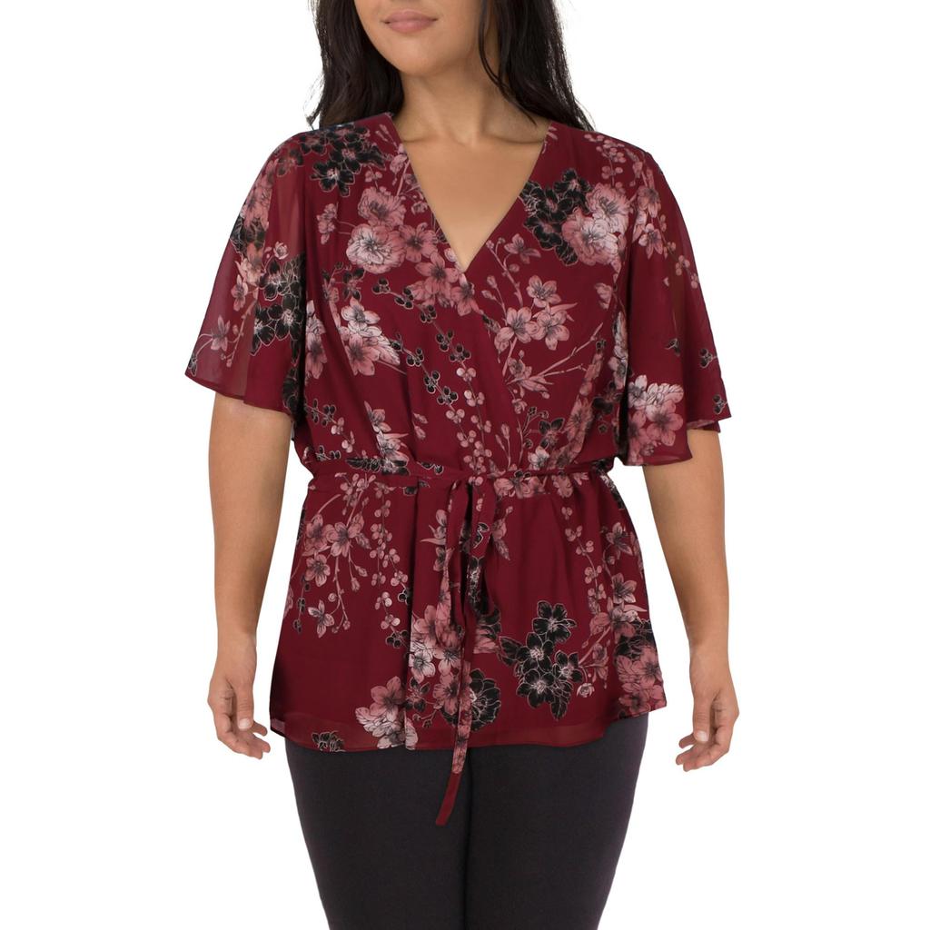 City Chic Womens Trendy Blossom Wrap Top