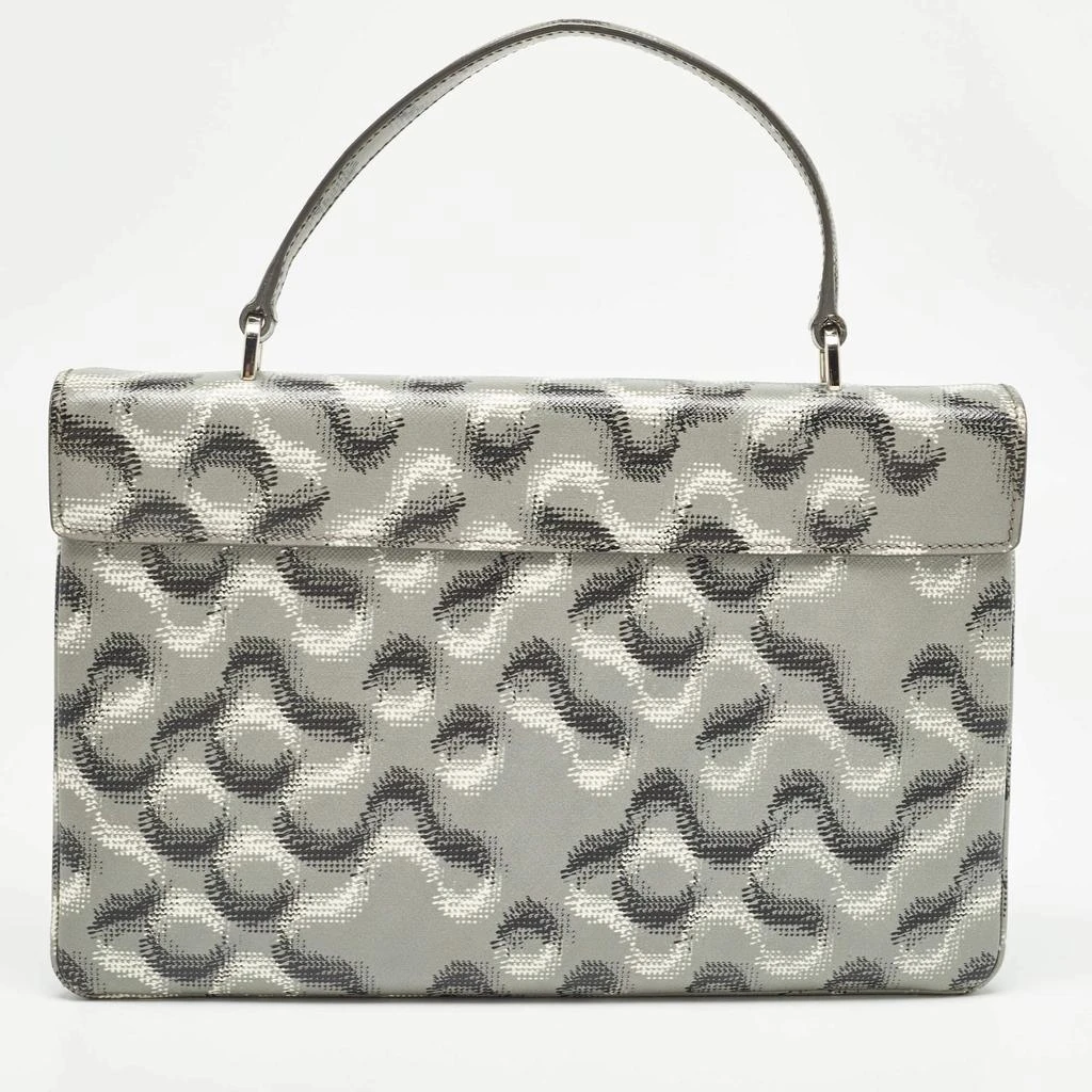 Prada Prada Grey Molecule Print Leather Flap Top Handle Bag 5