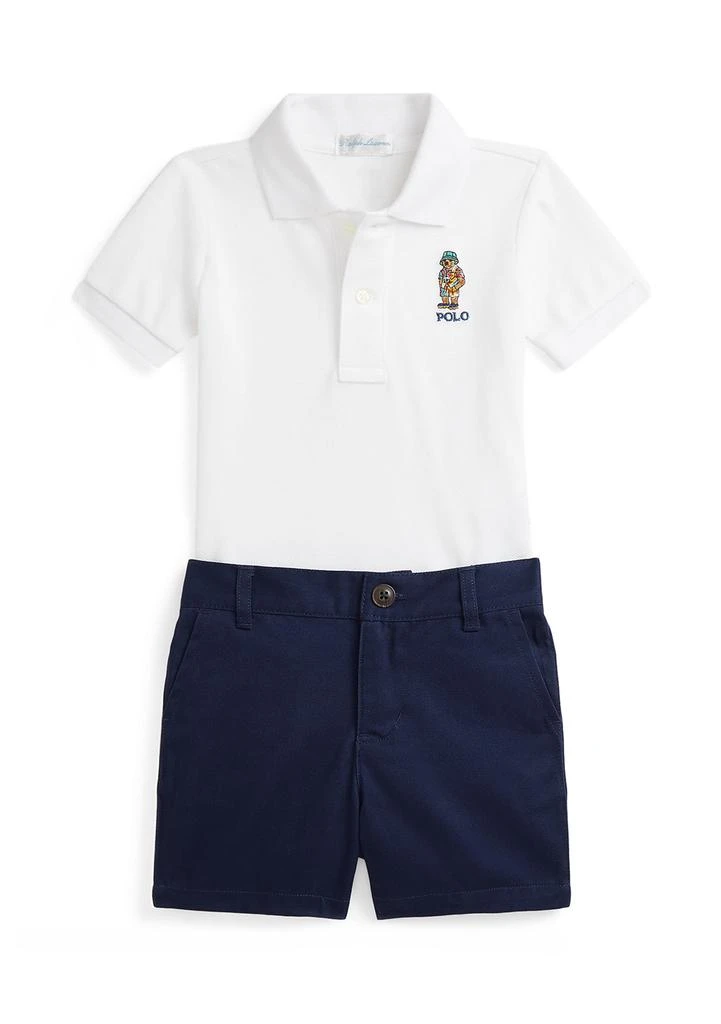 Ralph Lauren Baby Boys Bear Cotton Polo Shirt & Chino Short Set 1