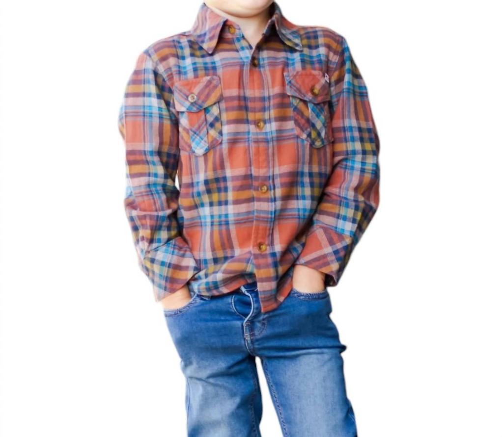 Appaman Plaid Flannel Shirt In Clay/jewel