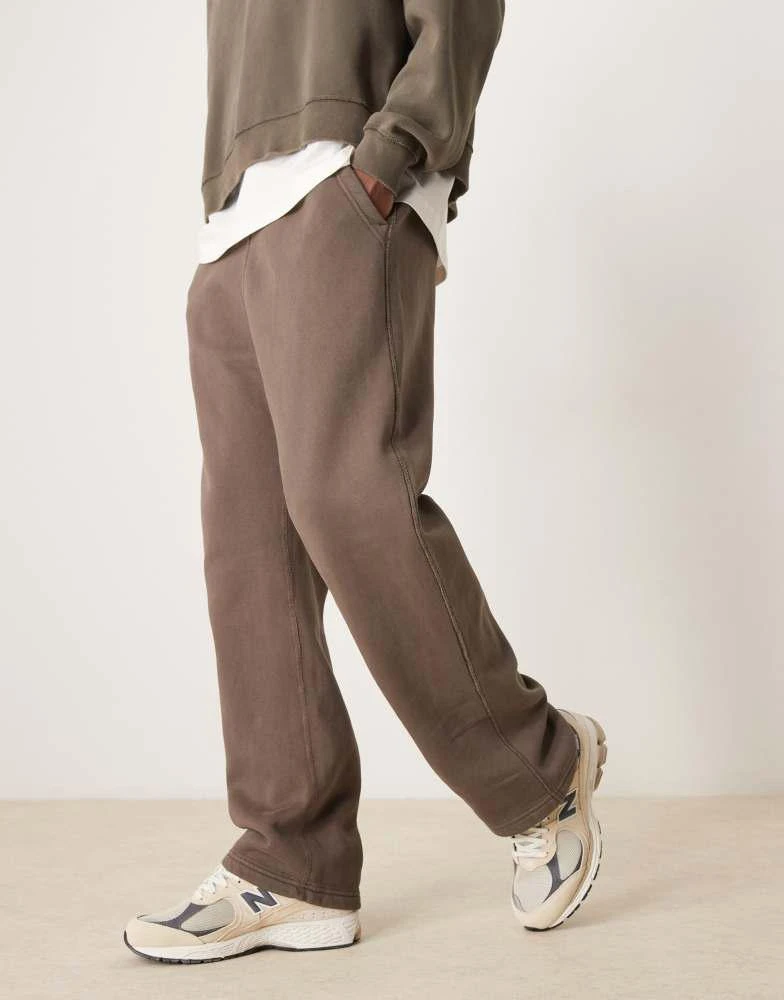 Abercrombie & Fitch Abercrombie & Fitch vintage wash open hem joggers in brown 2